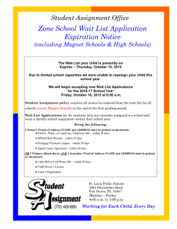 Zone School Wait List Application Expiration Notice