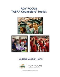 RGV FOCUS TASFA Counselors` Toolkit