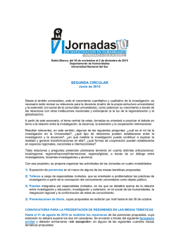 SEGUNDA CIRCULAR - Jornadas - Universidad Nacional del Sur