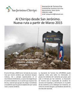 Al Chirripo desde San Jerónimo. Nueva ruta a partir de Marzo 2015