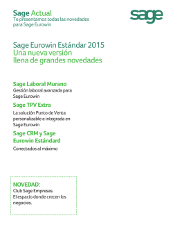 SageActual Sage Eurowin Estándar 2015 Una nueva versión llena