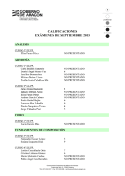 Calificaciones Septiembre 2015 - Conservatorio Profesional de