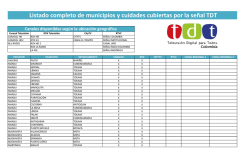 Listado completo de municipios y cuidades cubiertas por la señal TDT