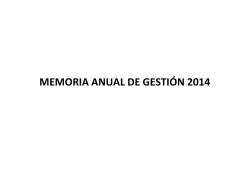 MEMORIA ANUAL DE GESTION PCdV 2014 S-F