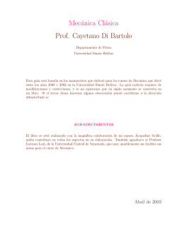 Mecánica Clásica Prof. Cayetano Di Bartolo