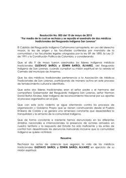Resolución No. 005 del 10 de mayo de 2015