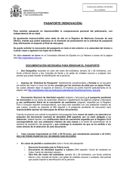 PASAPORTE (RENOVACIÓN) - Consulado General de España en