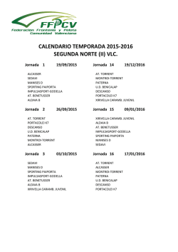 CALENDARIO TEMPORADA 2015-2016 SEGUNDA NORTE (II) VLC.