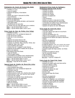 Ruskin PK-8 2015-2016 Lista de Útiles