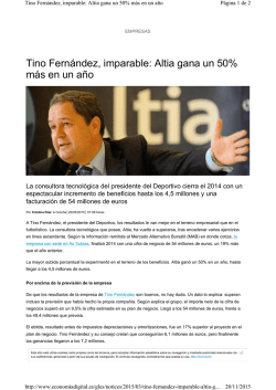 Tino Fernández, imparable: ltia gana un 50% más en un año