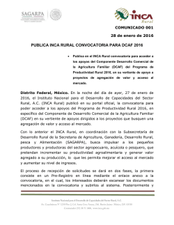 PUBLICA INCA RURAL CONVOCATORIA PARA DCAF 2016