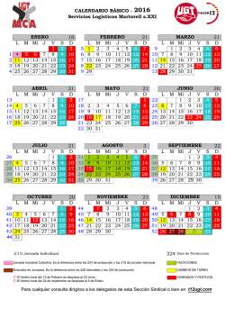 calendario 2016 - Sección Sindical de UGT