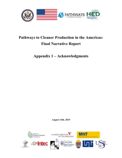 Pathways to Cleaner Production in the Americas: Final Narrative