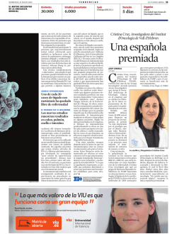 Una española premiada - Vall d`Hebron Institute of Oncology
