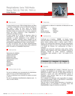 Respiradores Serie 7500 Medio Rostro 7501 (S) 7502 (M) 7503 (L)