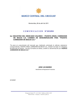 COMUNICACIONN°2015/058 Ref. REGISTRO DEL MERCADO