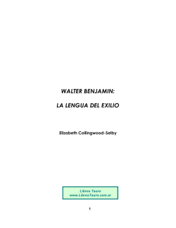 WALTER BENJAMIN: LA LENGUA DEL EXILIO