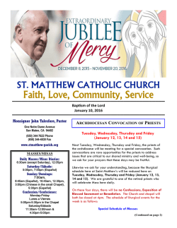 2016.01.10 Parish Bulletin - St. Matthew Catholic Church