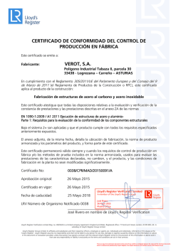 certificado de conformidad del control de producción en fábrica