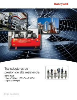 Transductores de presión de alta resistencia, serie PX2, 1 bar a 70