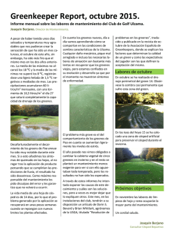 Greenkeeper Report, octubre 2015.