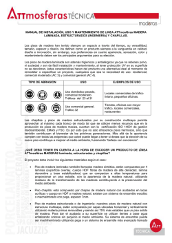 Manual de instalación, uso y mantenimiento Línea Maderas