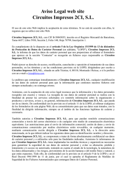 Aviso Legal web site Circuitos Impresos 2CI, S.L.