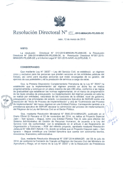 Resolución Directoral 091-2015-MINAGRI-PEJSIB-DE