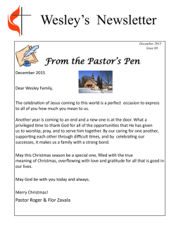 Monthly Newsletter - Wesley United Methodist Church