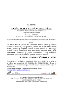 DOÑA ELISA RUISÁNCHEZ DÍAZ - Funeraria Santa Teresa. Asturias