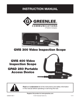 INSTRUCTION MANUAL GVIS 300 Video Inspection Scope GVIS