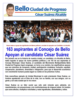 163 aspirantes al Concejo de Bello Apoyan al candidato César