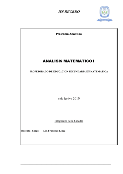 ANALISIS MATEMATICO I - Instituto de Estudios Superiores Recreo