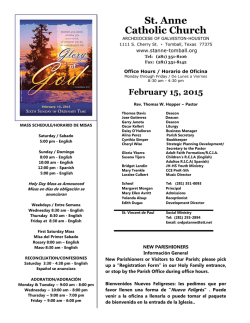 February 15, 2015 - Saint Anne Catholic Community