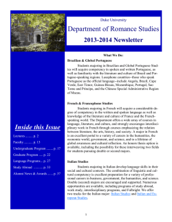 2013/2014 Romance Studies Newsletter