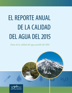 el reporte anual de la calidad del agua del 2015