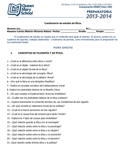 Cuestionario de estudio de Ética. Alumno (a): N.L.: Maestro Carlos