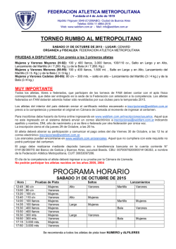 PROGRAMA HORARIO - federacion atletica metropolitana