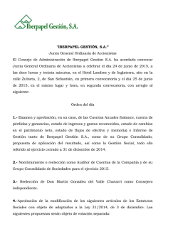 "IBERPAPEL GESTIÓN, S.A.” Junta General Ordinaria de
