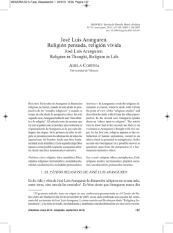 José Luis Aranguren. Religión pensada, religión vivida