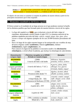 1.- Elementos constitutivos del léxico español