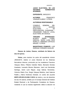 jni/02/2015 actores - Tribunal Electoral del Estado de Oaxaca