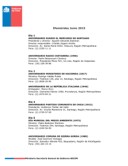 Efemérides Junio 2015 - Ministerio Secretaría General de Gobierno