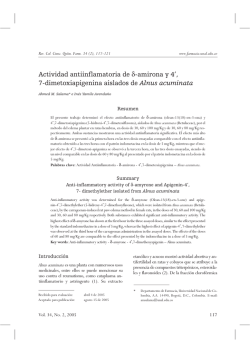 Actividad antiinflamatoria de d-amirona y 4`, 7