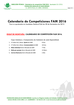 Calendario de Competiciones FAM 2016