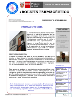 •BOLETÍN FARMACÉUTICO - Hospital San Juan de Lurigancho
