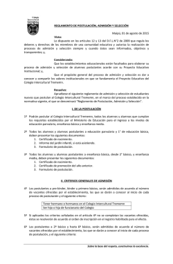 Reglamento: Admisión 2016 - Colegio Intercultural Trememn