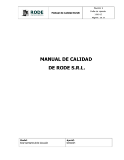 MANUAL DE CALIDAD DE RODE S.R.L.