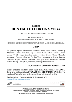 DON EMILIO CORTINA VEGA - Funeraria Santa Teresa. Asturias