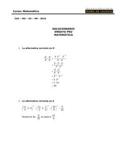 SOLUCIONARIO ENSAYO PSU MATEMÁTICA Curso: Matemática